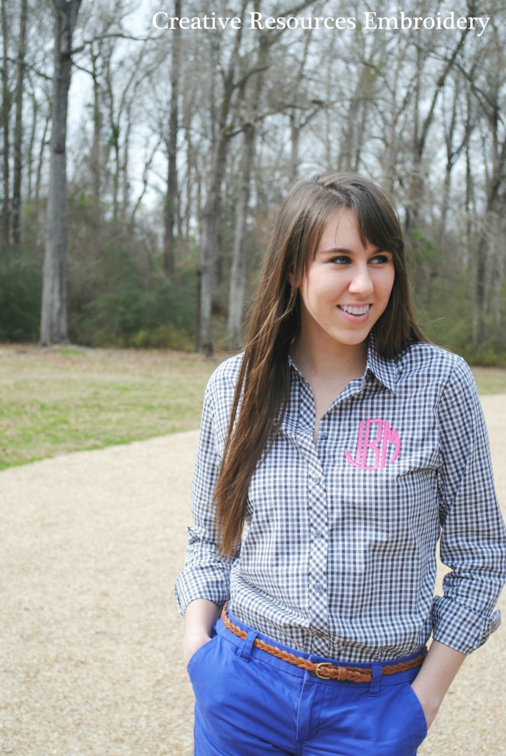 Gingham Monogrammed Button Down Shirt