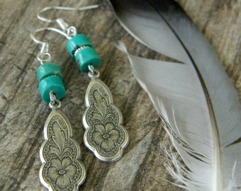 Southwest earrings bohemian earrings turquoise southwestern style jewelry cowgirl unique dangle earrings bohemian jewelry western boho