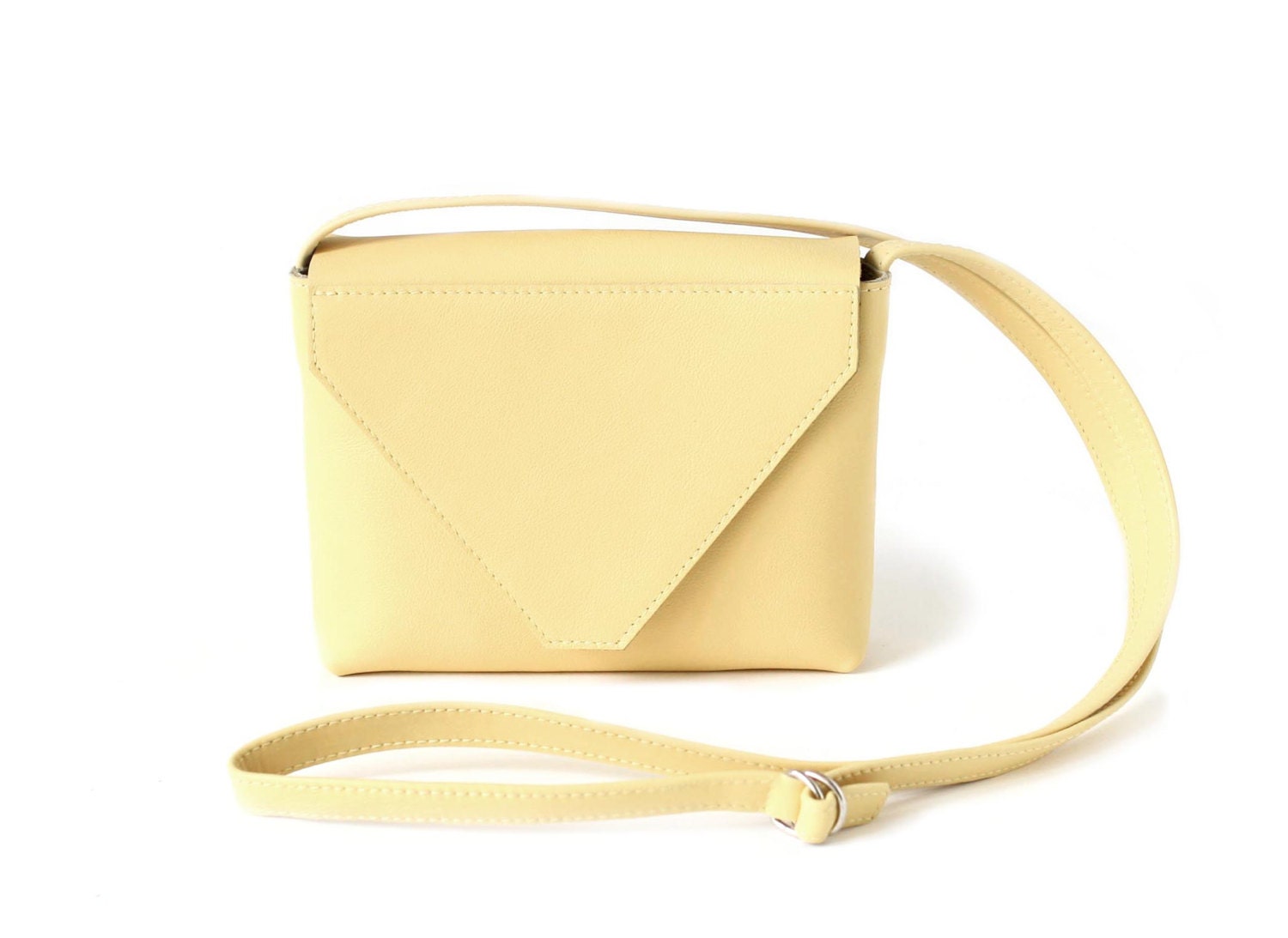 Minimalistic Crossbody Bag Light Yellow Leather small satchel