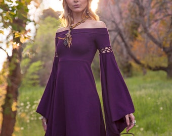 Summer's Eve Dress ~ Elven Forest, Bohemian, Romantic, Elven Dress, Festival Clothing, Ren Faire, Fairy, Boho, Fun Sleeves, Renaissance