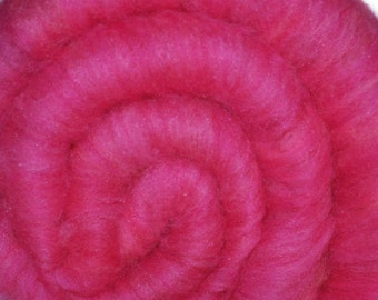 Drum carded Silk / Merino wool fiber batt for spinning and felting - 2.0 ounces - Pink Flamingo