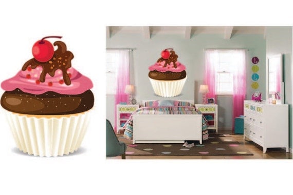 Cupcake Wall Decal Girl's Bedroom Decal Cupcake Theme Cupcake Wall Decal Girl's Bedroom Decal Cupcake Theme