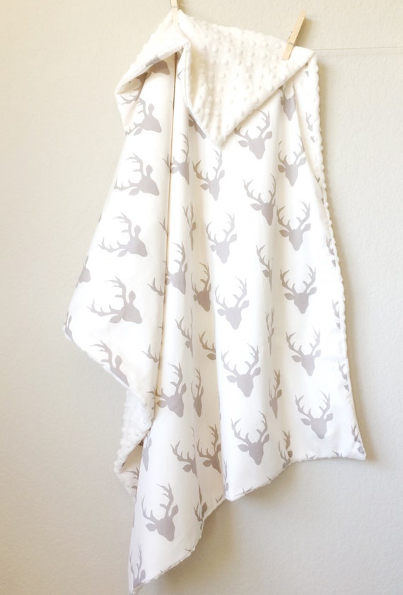 Oh Deer Grey Baby Boy Minky Blanket Stroller Blanket