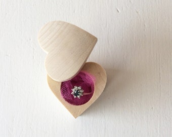 Wood Ring Box / Heart Shape Box / Engagement Ring Box / Ring Pillow Alternative