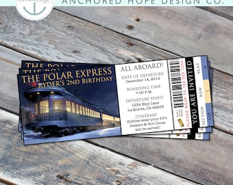 Polar Express Birthday Party - Kids Christmas Party - Invitation - All Aboard - Train Ticket - Move Night - Digital Printable File