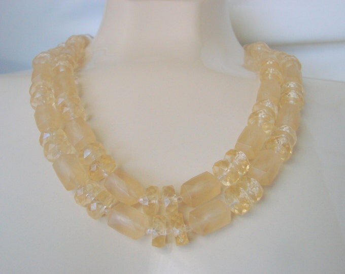 50s Austria Honey Amber Translucent Lucite Bead Necklace / Mid Century Vintage / Jewelry / Jewellery