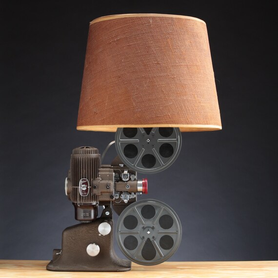 16mm Projector Lamp Upcycled Lighting Handmade Art Deco