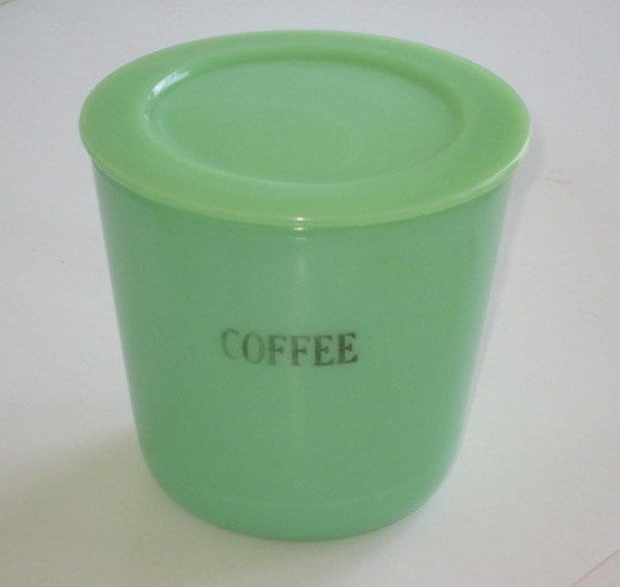 Vintage Jadeite McKee Round COFFEE Canister with Lid