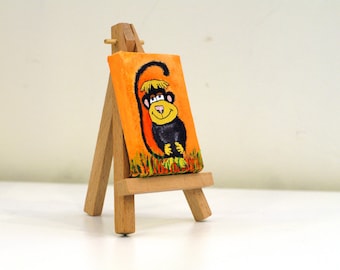 Monkey art Acrylic paintings on canvas Art Tiny original portrait Monkeys acrylic painting Acrylic canvas paintings Monkey nursery art