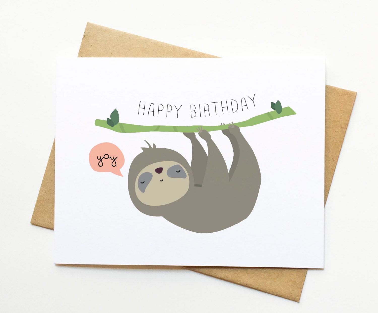 Sloth Happy Birthday Cute Illustration Card