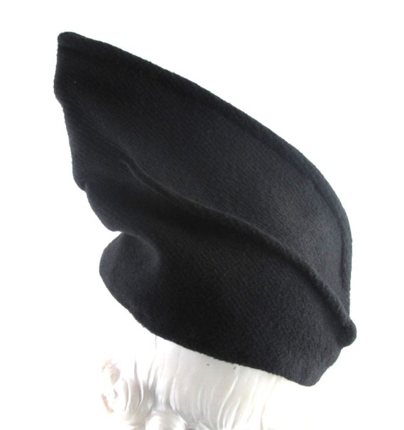 Womens Hats Black Wool Wave Cloche Hand Made Mother of the
