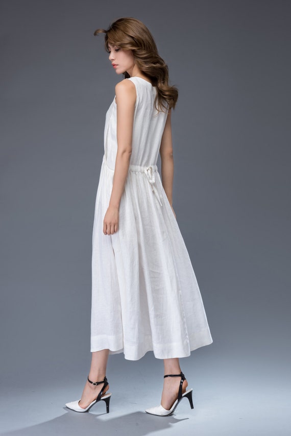 White linen Dress Simple Elegant Everyday Wardrobe Staple
