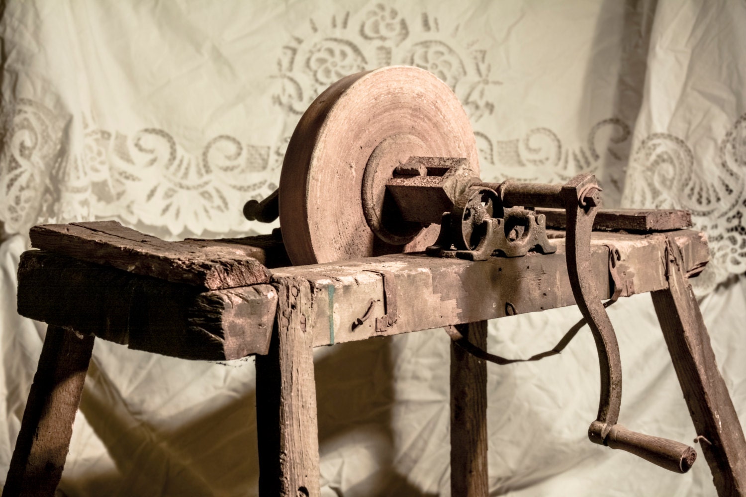 Antique Grinding Wheel with Stand