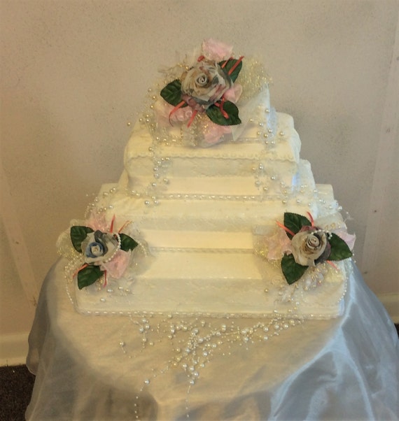  Wedding  Cake  Topper Pearl Garland  With Flowers Home