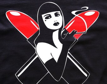 Apocalipstick T-shirt Cabaret-femme fatale-pinup clothing- lipstick tees
