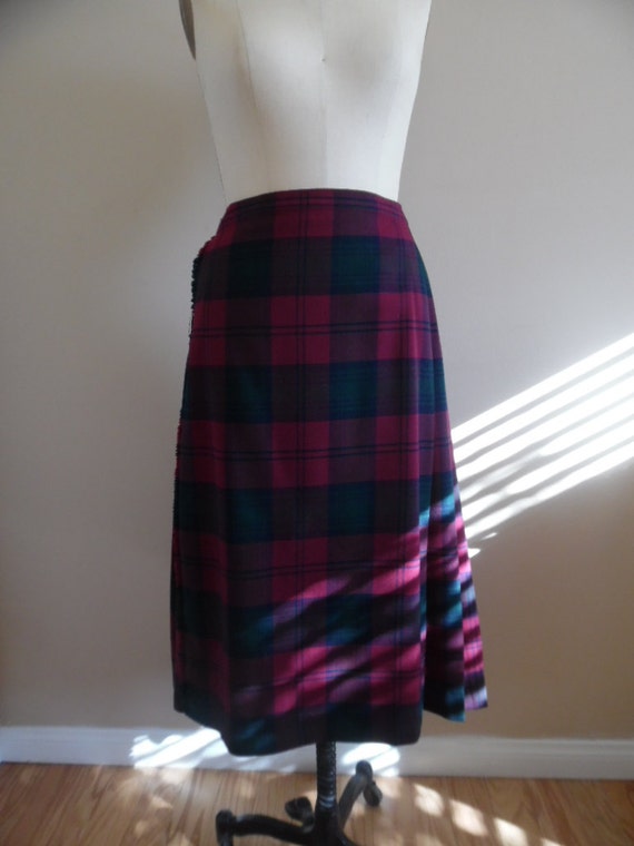 Vintage 1990s Burberrys Deep Red Green and Blue Tartan Plaid