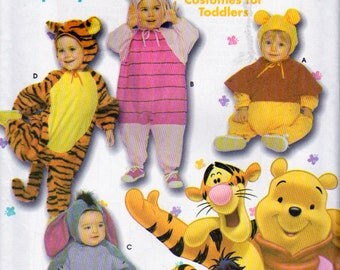Simplicity 4867 ,Disney Winnie The Pooh. Halloween Costumes for Toddlers 19 to 23 Inch Chest, Winnie The Pooh , Piglet, Eeyore, Tigger,