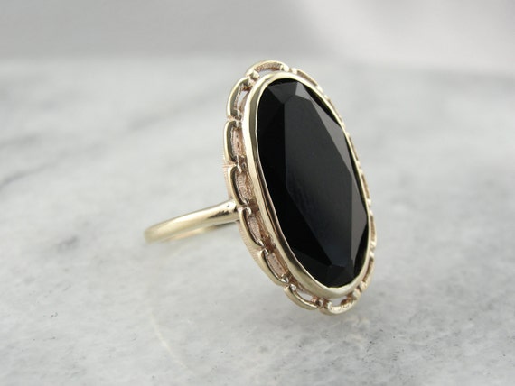 Vintage Black Onyx Mid-Century Ladies Cocktail Ring