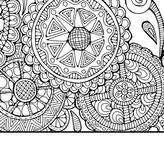 Items similar to Adult Coloring Page: Circles and Swirls, Mandalas ...
