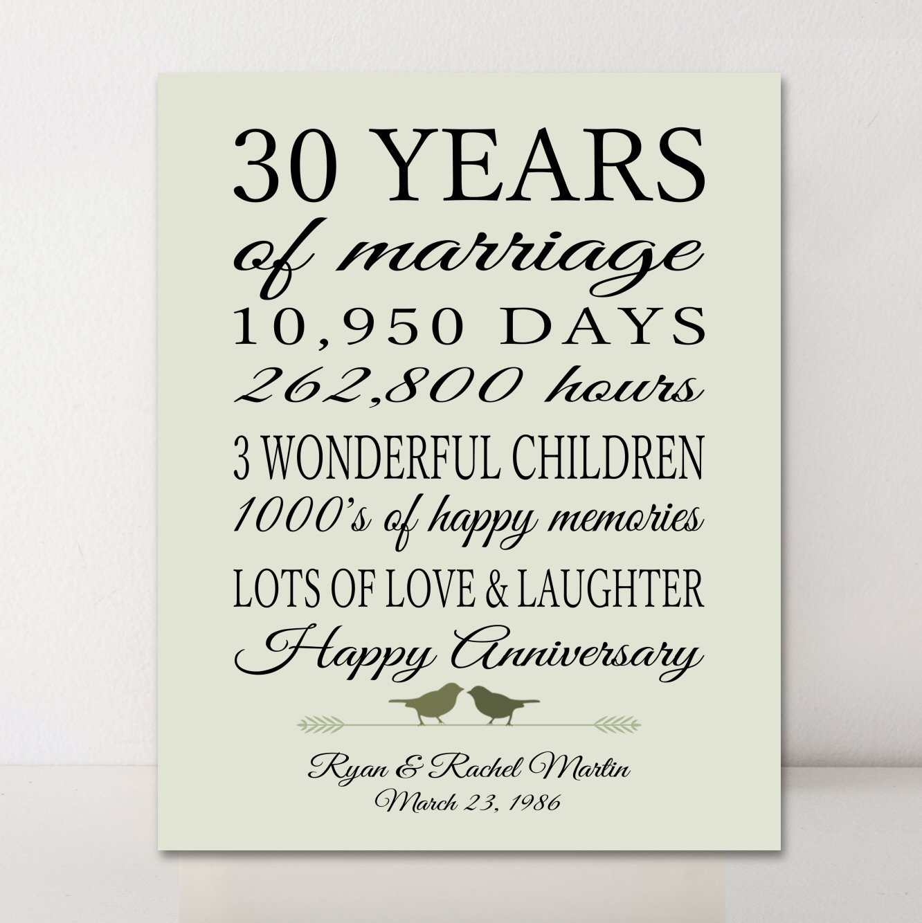 30 Year Wedding Anniversary Gifts
 30th Anniversary Gift Personalized Gift 30 Years Married Gift