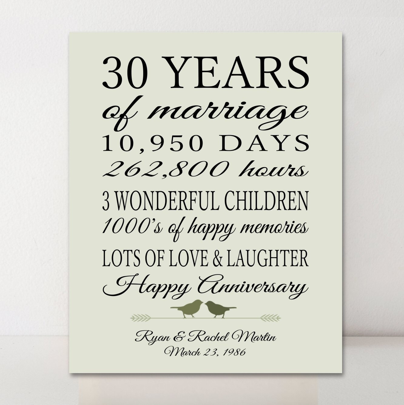 30th Anniversary Gift Personalized Gift 30 Years Married Gift