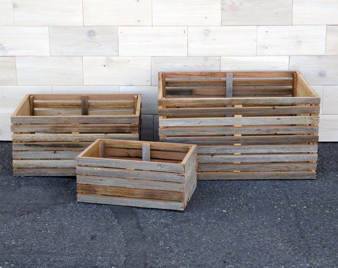 Nesting Barn Wood Slat Crates Set Of 3 Aka Rustic Weathered Gray Reclaimed Nesting Barn Wood Slat Crates Set Of 3 Aka Rustic Weathered Gray Reclaimed