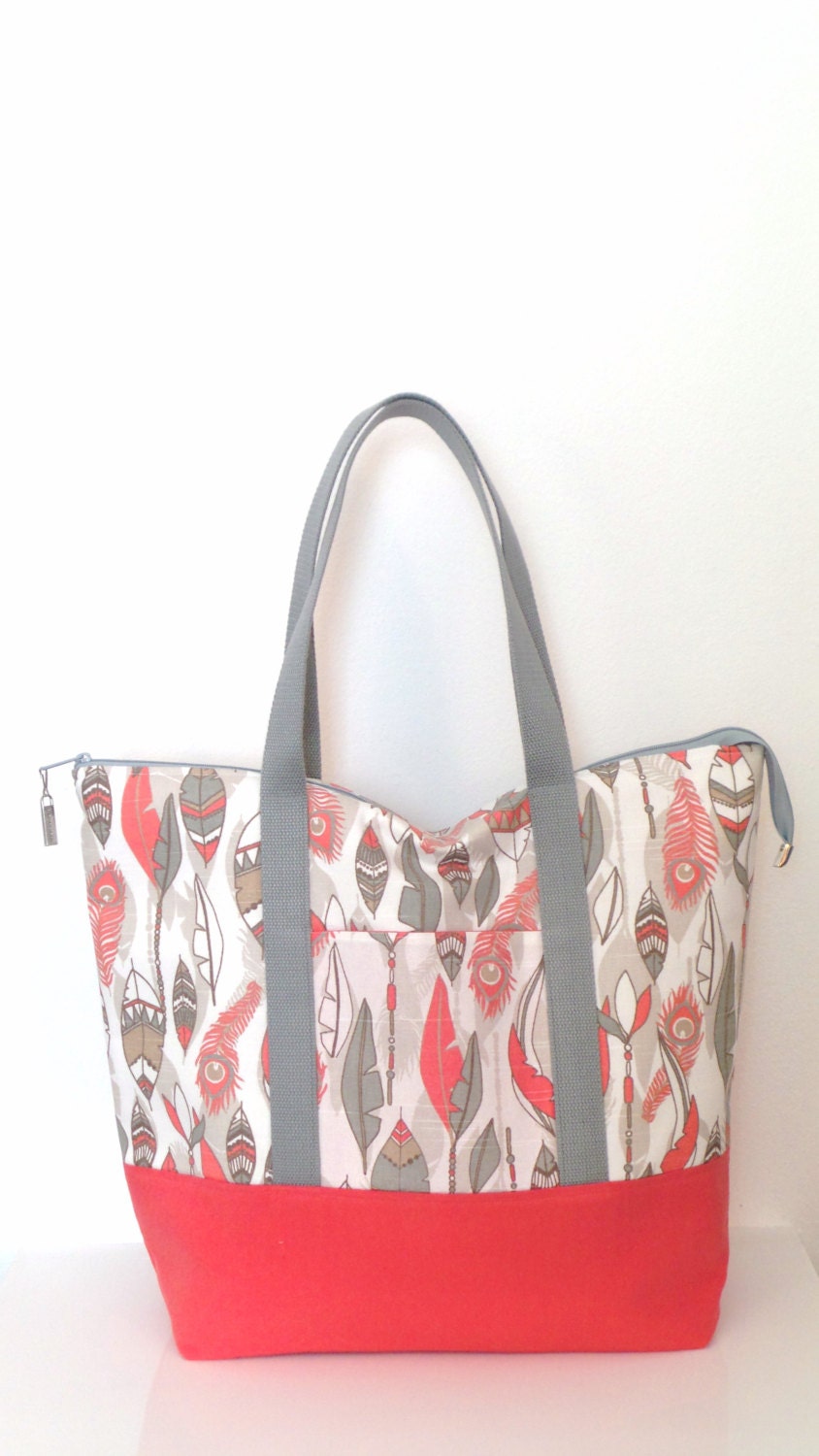 Tote Bag / Large Tote / Zippered Tote / Gym Bag by bettyscorner