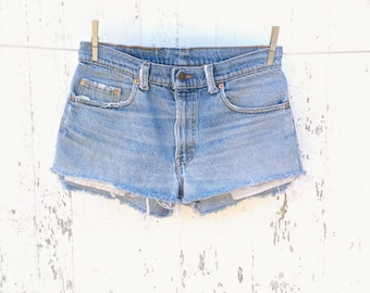 80s 90s Denim Overalls Shorts Sz L XL Bum Equipment by HuntedFinds