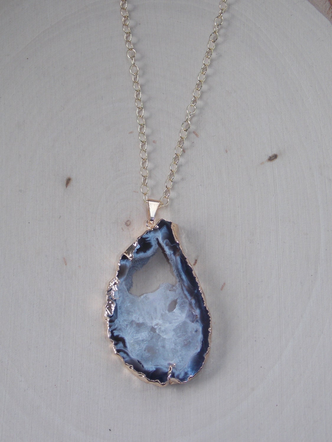 Geode Necklace / Geode Slice Necklace / Raw Geode Necklace