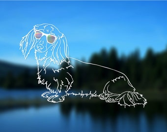 Long Haired Dachshund Decal FULL BODY, Dog, Vinyl Decal, Car Decal, Bumper Sticker, 6.5" decal