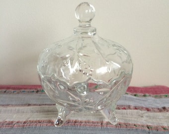 Vintage Glass Tall Candy Dish -- Vintage Glass Trinket Bowl