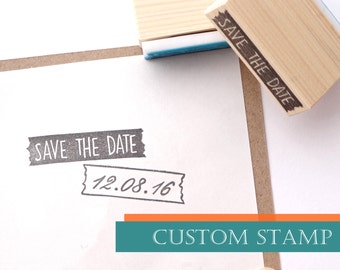 Save the date custom rubber stamp, Wedding invitations, Japanese stationery, Washi tape style