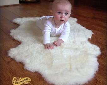Shaggy Faux Fur Area Throw Rug - Classic - Border Sheep Skin - Faux Sheepskin Area Carpet - Soft Scrunch Shag Pelt - Hide - Designer Decor
