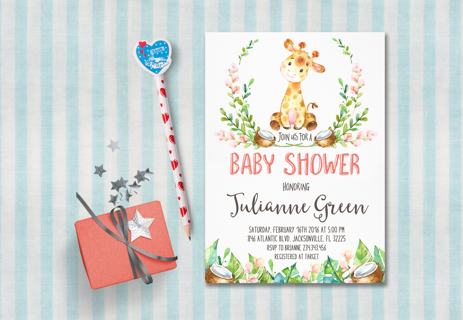 Giraffe Baby Shower Invitations 9