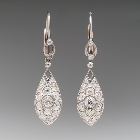 Diamond Platinum Earrings Circa 1900's