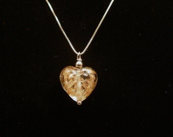 Murano Glass Heart Necklace, Sterling Silver