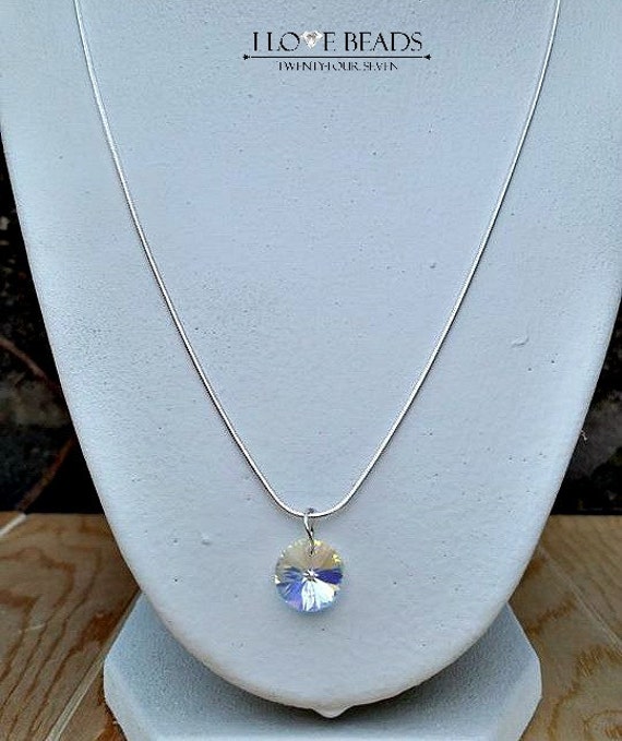 circle pendant necklaceswarovski crystal by ILoveBeads247 on Etsy