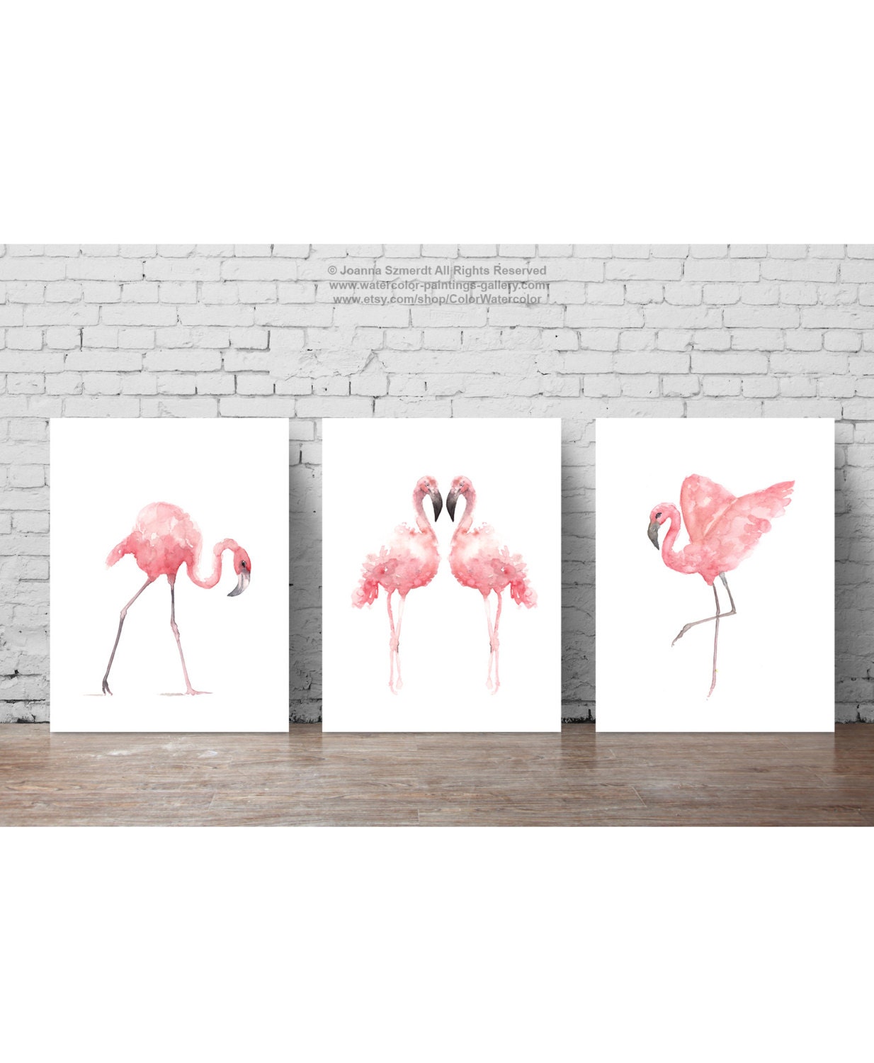 Tropical Nursery Etsy Flamingo Watercolor Painting Summer Print Tropical Bird Poster Set 3 Flamingos Pink Birds Animal