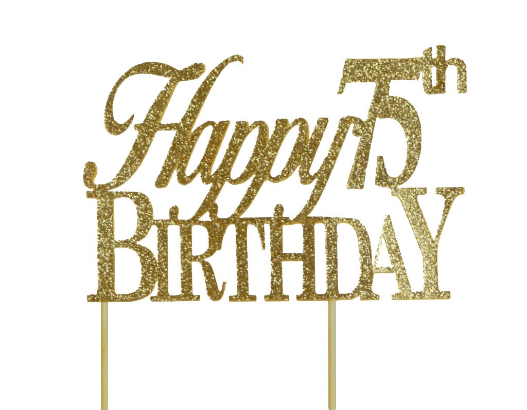 Gold Happy-75th-birthday Cake Topper 1pc Birthday Gold