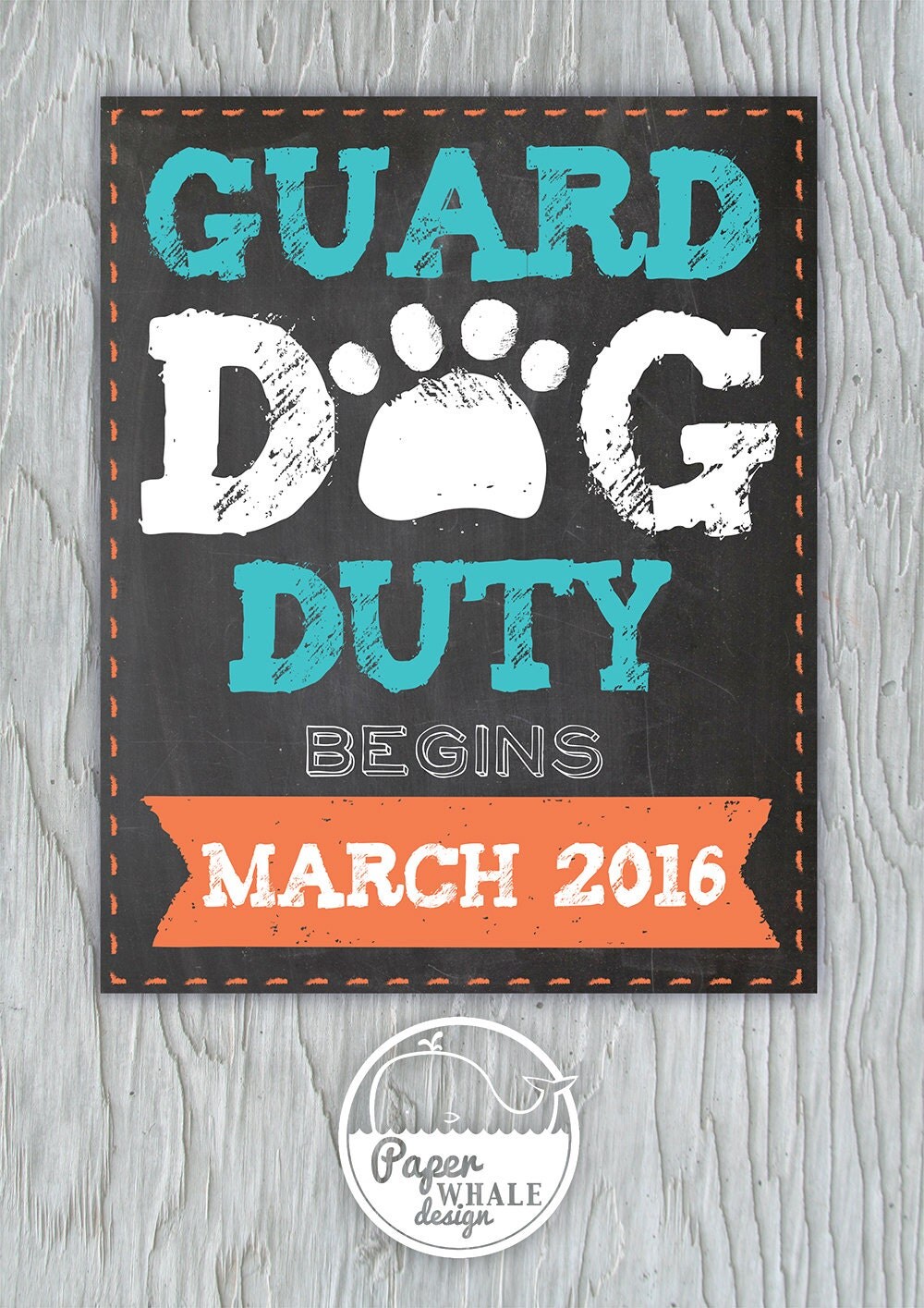 Guard Dog on Duty Pregnancy Announcement Print Guard Baby