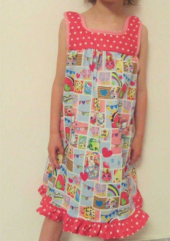 Shopkins nightgown/shopkins pajamas/Shopkins gown/cotton nightgown/shopkins cotton/long nightgown/girls nightgown/toddler shopkins