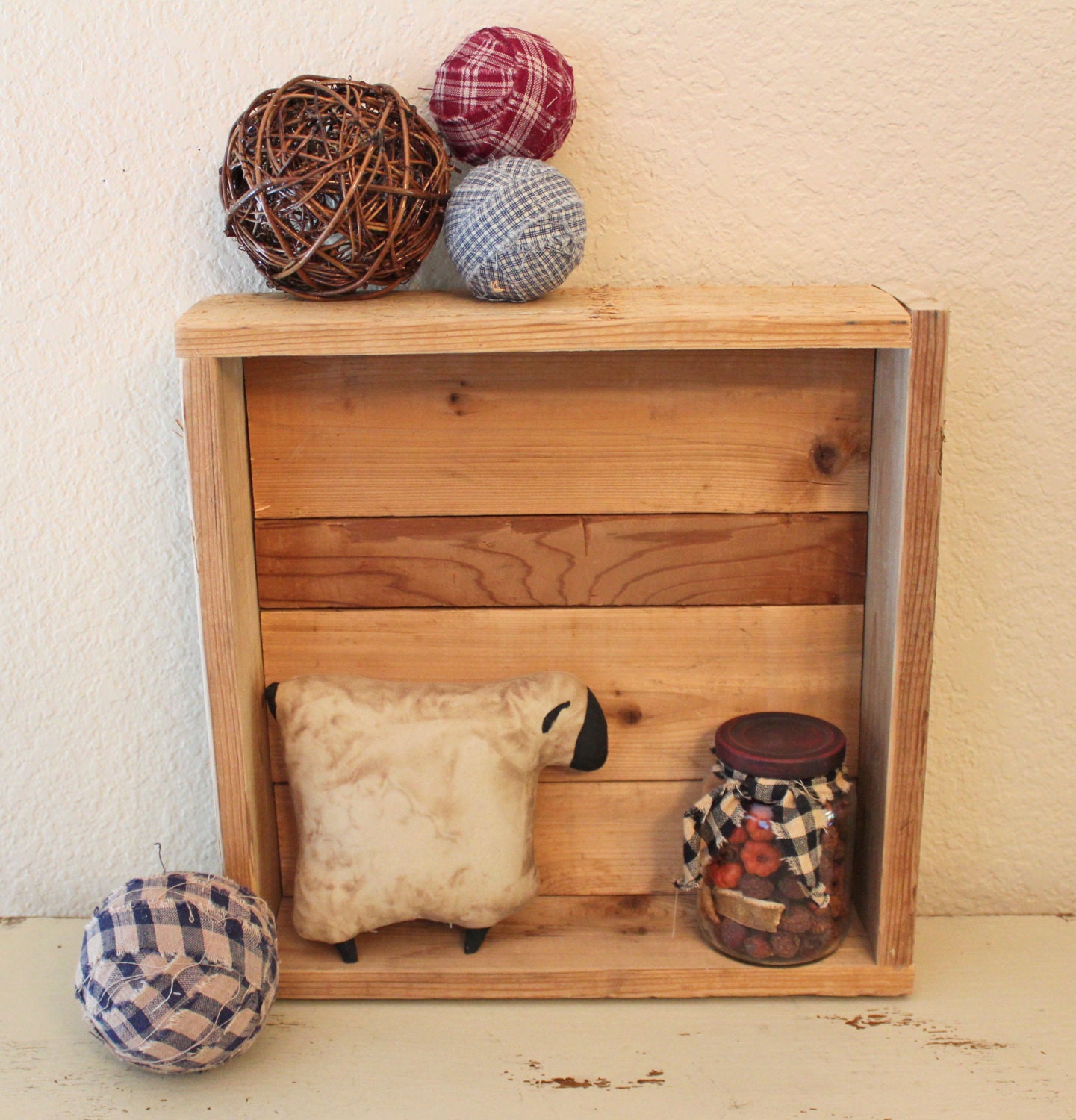 Multiple Purpose Rustic Cedar Shadow Box Table Riser Cedar