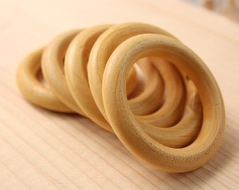 Ring Wood Beads, 2pcs Large Wooden Beads, (56mm x 9mm) Cream Wood Bead, Donut Natural Wood Beads, Craft Wood Beads, Wooden Beads