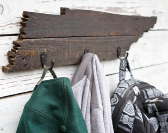Rustic Tennessee Towel/Coat Rack Made from Reclaimed Wood