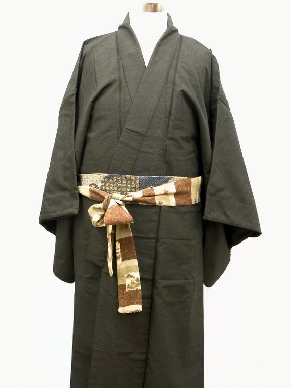 Japanese Men's Kimono / Vintage SAMURAI Kimono & Obi Belt