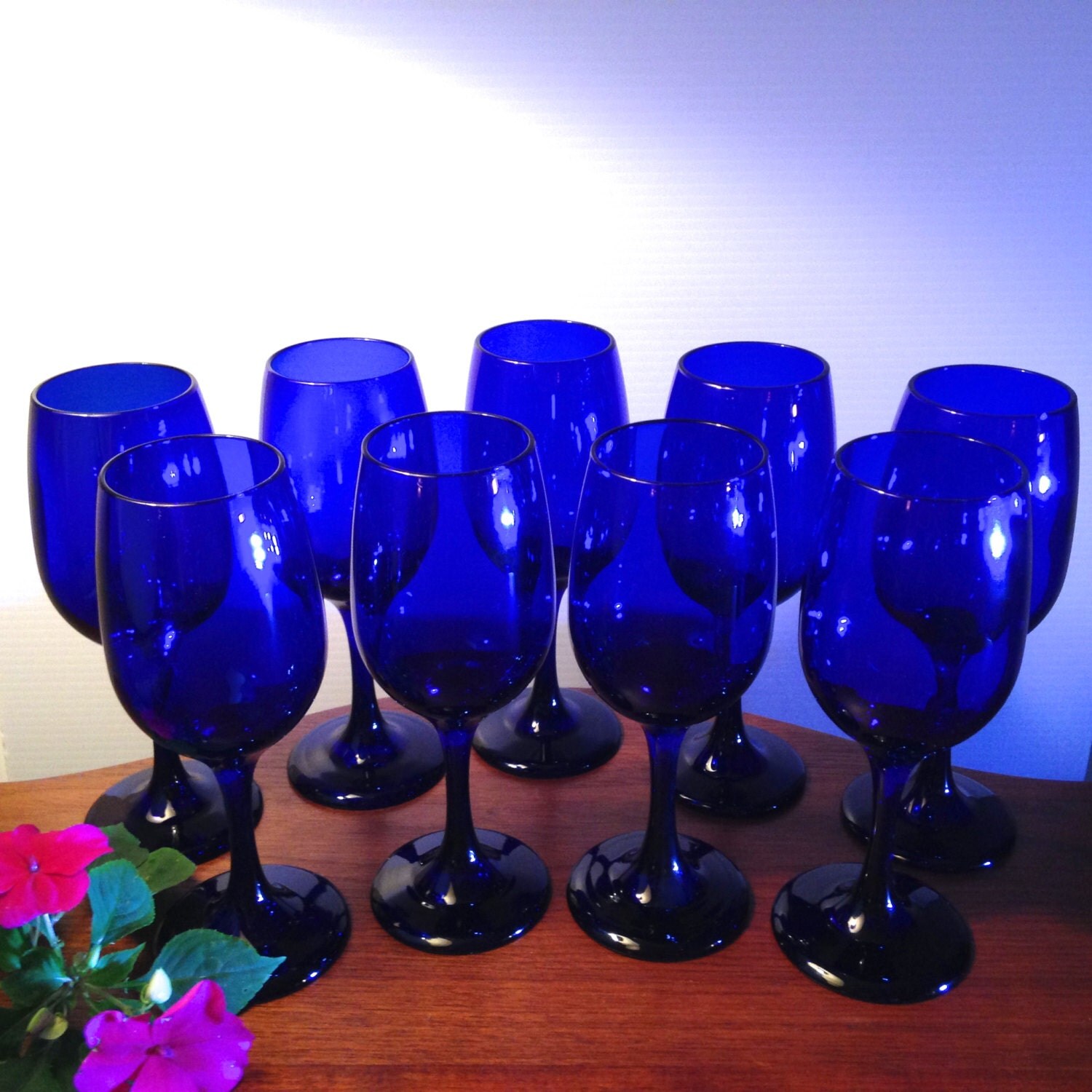 libbey cobalt blue wine glasses