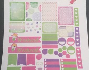 Tinkerbell Fairy Planner Stickers, Disney Planner Stickers, for use with Erin Condren Life Planner, Happy Planner Stickers