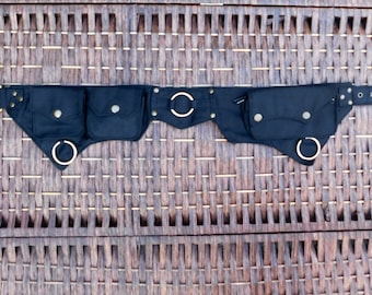 Pocket Belt Cotton Utility Belt,Festival Belt,Fanny Pack,Bum Bag,Hip Bag,Festival Clothing,Money Belt,Travel Belt,Burning Man.Waist Belt.