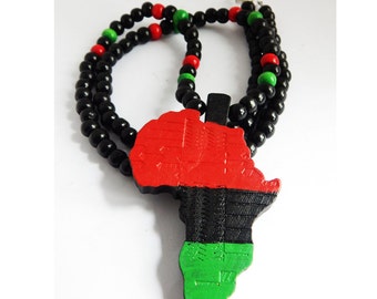 Africa Necklace African Jewelry RBG Red Black Green Beaded Necklace Mens Jewellery Afrocentric Hip Hop Africa Mens Jewelry