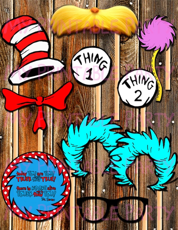 ON SALE-Dr. Seuss Photo Props-Thing by MyPrintablePartyLine